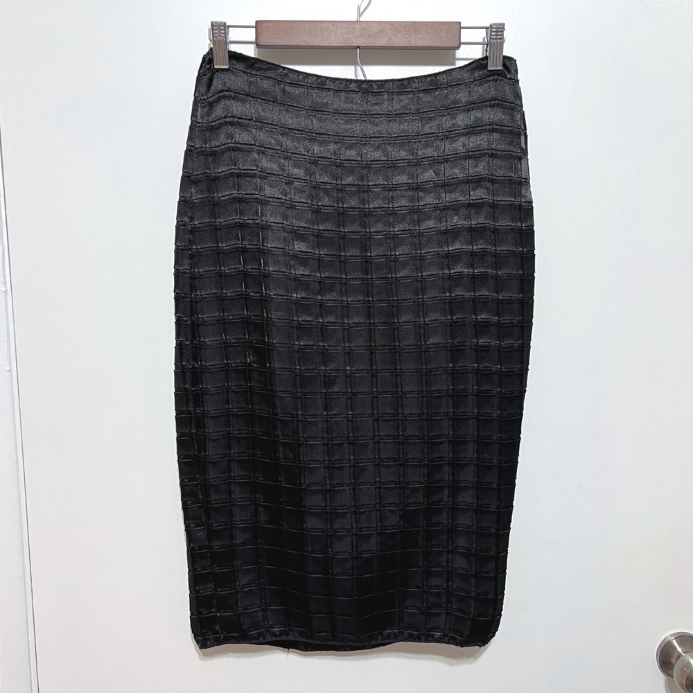 Leith Womens Black Textured Grid‎ Pencil Skirt Size XS